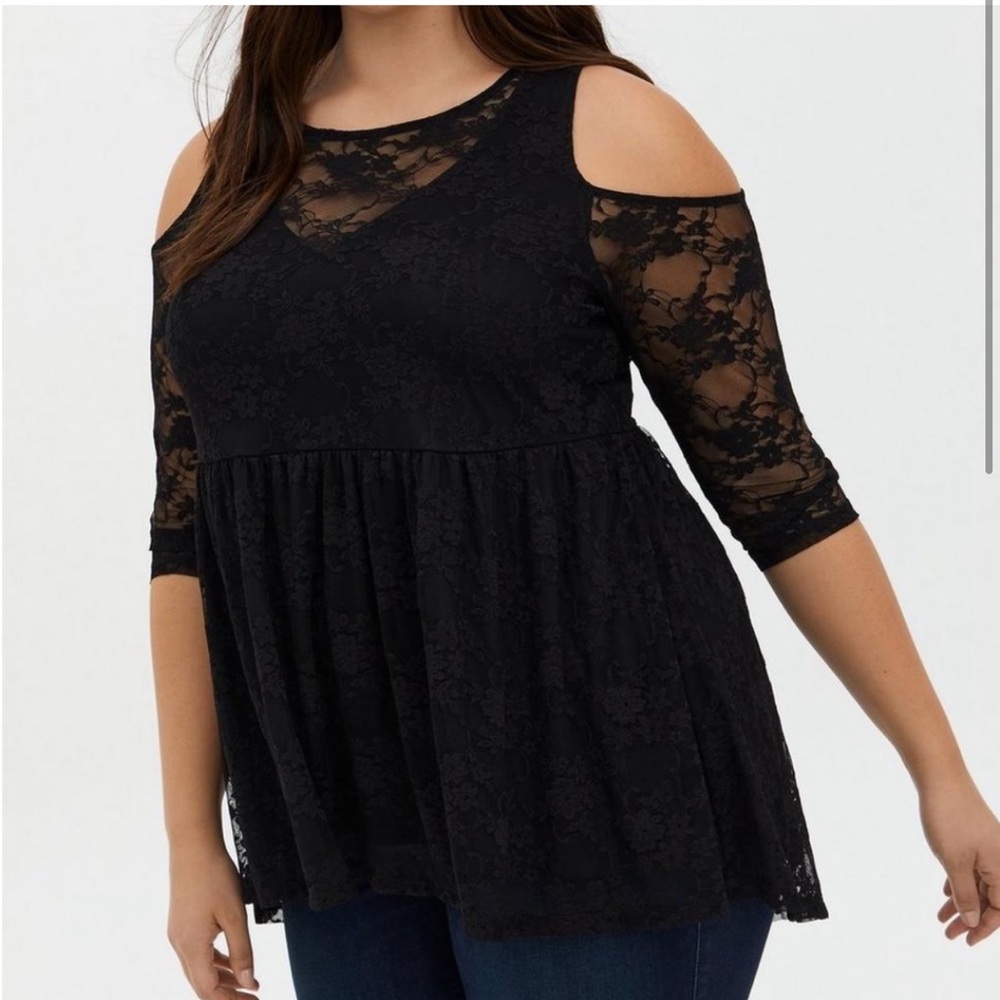Torrid cold shoulder lace top